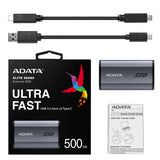 ADATA SE880 500 GB USB Type-C 3.2 Gen 2 (3.1 Gen 2) Wi-Fi Grå
