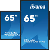 iiyama TF6539AS-B1AG skilte display Kiosk design 163,8 cm (64.5") LED 435 cd/m² 4K Ultra HD Sort Berøringsskærm Indbygget processer Android 11 24/7