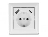 DeLOCK 11499 stikkontakt Type F + USB A + USB C Hvid