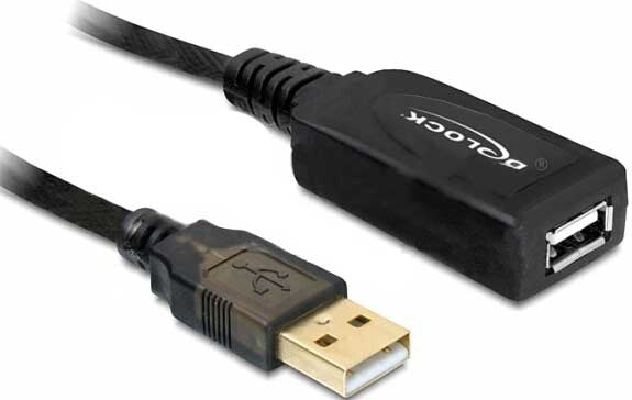 DeLOCK 15m USB 2.0 USB-kabel Sort
