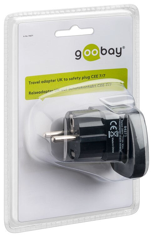Goobay 94271 strømstik adapter Type F Type G (UK) Sort
