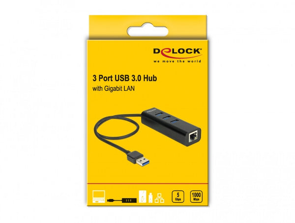 DeLOCK 62653 dockingstation Ledningsført USB 3.2 Gen 1 (3.1 Gen 1) Type-A Sort