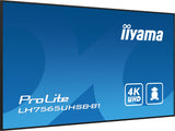 iiyama LH7565UHSB-B1 skilte display Kiosk design 189,2 cm (74.5") LED Wi-Fi 800 cd/m² 4K Ultra HD Sort Indbygget processer Android 11 24/7