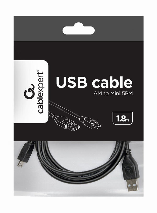 Gembird 1.8m USB 2.0 A/mini-USB M USB-kabel 1,8 m USB A Mini-USB B Sort