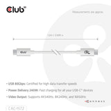 CLUB3D CAC-1572 USB-kabel USB4 Gen 2x2 1,2 m USB C 80 Gbit/sek. 240 W Hvid