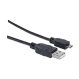 Manhattan 307178 USB-kabel USB 2.0 1,8 m USB A Micro-USB B 0,48 Gbit/sek. Sort