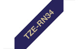 Brother TZE-RN34 etiketbånd Guld på marineblå