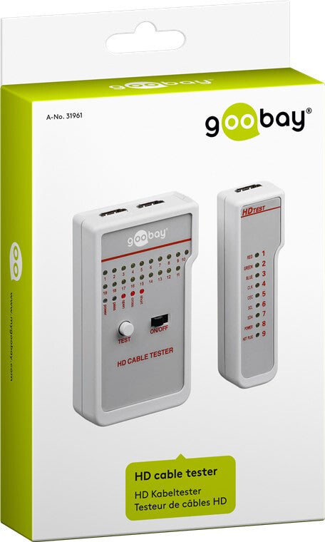Goobay 31961 tester til tale/data/video (VDV) HDMI/lille HDMI-kabeltester Hvid Kontinuitetstest