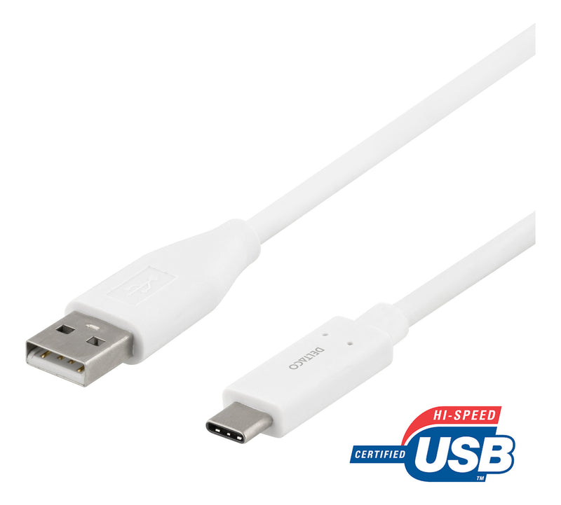 Deltaco USBC-1008M USB-kabel USB 2.0 0,5 m Hvid