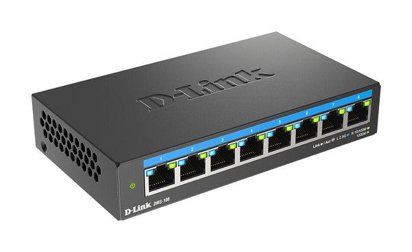 D-Link DMS-108 Ikke administreret L2 2.5G Ethernet (100/1000/2500) Sort