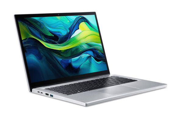 Acer Aspire Go Spin 14 AGSP14-31PT-325W Intel Core 3 N355 Hybrid (2-i-1) 35,6 cm (14") Berøringsskærm WUXGA 8 GB LPDDR5-SDRAM 512 GB SSD Wi-Fi 6 (802.11ax) Windows 11 Home Sølv