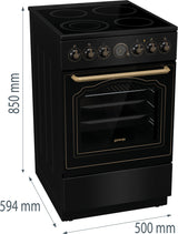 Gorenje GECS5B70CLB Fritstående komfur Elektrisk Keramisk Sort
