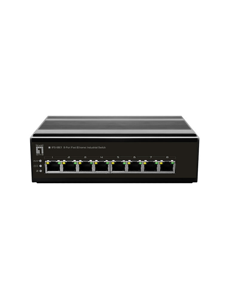 LevelOne IFS-0801 netværksswitch Ikke administreret Fast Ethernet (10/100) Sort