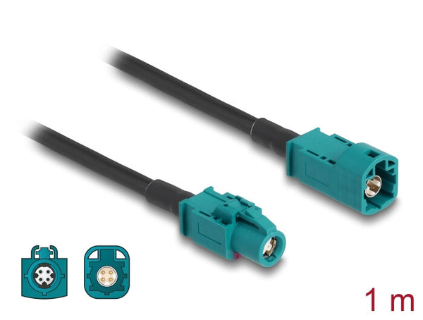 DeLOCK 90679 koaxial kabel 1 m HSD Z Sort, Blå