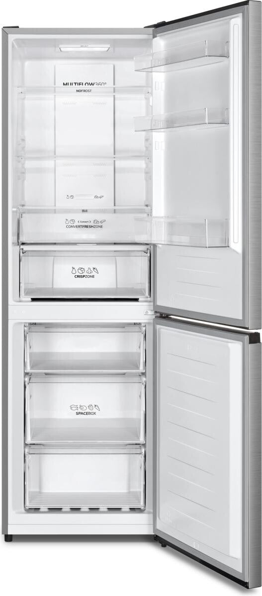 Gorenje Fritstående køle /fryseskab med design, der flugter med standard køkkenelementer. Multiflow 360° sikrer jævn køling, NoFrost Plus eliminerer behovet for manuel afrimning, og Fast Freeze nedfryser hurtigt nyindsatte varer.