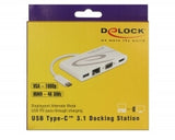DeLOCK 87731 dockingstation USB 3.2 Gen 1 (3.1 Gen 1) Type-C Grå, Hvid