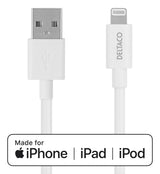 Deltaco IPLH-402 Lightning kabel 2 m Hvid