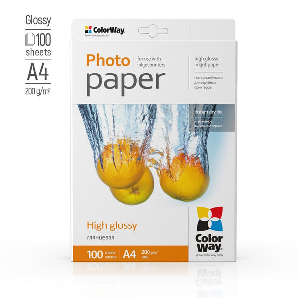 Colorway PG200100A4 fotopapir A4 Hvid Glans
