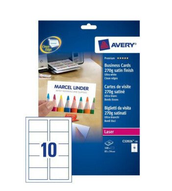 Avery C32026-10 visitkort Laser Papir 100 stk