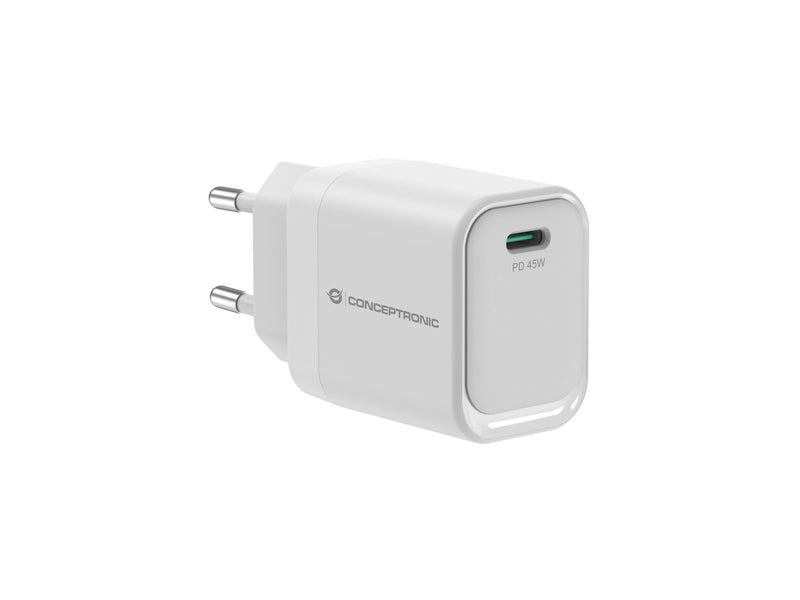 Conceptronic ALTHEA19W45 oplader til mobil enhed Universel Hvid Vekselstrøm Hurtig opladning Indendørs