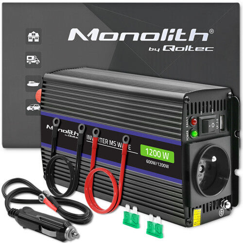 Qoltec Monolith strømadapter og vekselret Auto/indendørs 600 W Sort