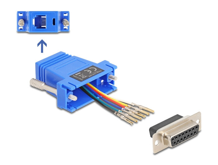 DeLOCK 67090 kabel kønsskifter D-Sub 15 RJ12 Blå
