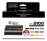 Canon PFI-5100 Multipack blækpatron 10 stk Original Standard udbytte Blå, Mat sort, Sort