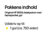 HP Original 903XL-blækpatron med høj kapacitet, gul