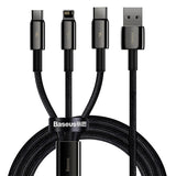 Baseus Tungsten Gold 3-in-1 USB-kabel USB 2.0 1,5 m USB A USB C/Micro USB A/Lightning 0,48 Gbit/sek. Sort