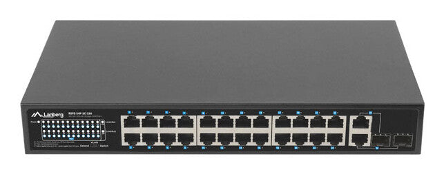 Lanberg RSFE-24P-2C-250 netværksswitch Ikke administreret Gigabit Ethernet (10/100/1000) Strøm over Ethernet (PoE) 1U Sort
