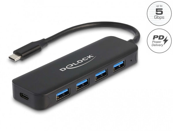 DeLOCK 64170 interface hub USB 3.2 Gen 1 (3.1 Gen 1) Type-C 5000 Mbit/s Sort
