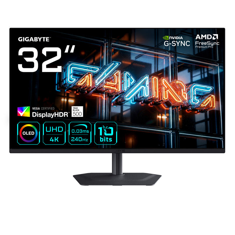GIGABYTE MO32U24 computerskærm 80 cm (31.5") 3840 x 2160 pixel 4K Ultra HD QD-OLED Sort