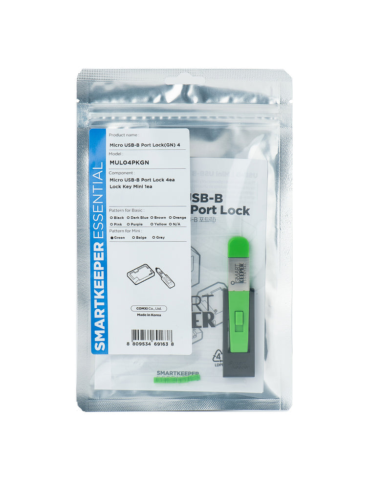 Smartkeeper MUL04PKGN portblokering Portblokering + nøgle Micro USB Type-B Grøn Plast 1 stk