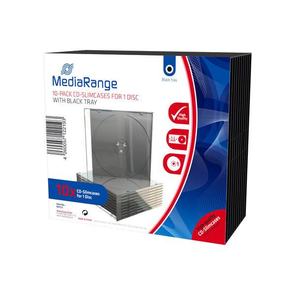 MediaRange BOX32 optisk disk etui DVD-boks 1 diske Sort, Transparent