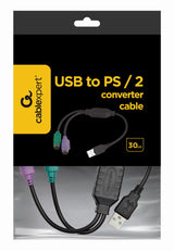 Gembird UAPS12-BK PS/2-kabel 0,3 m 2x 6-p Mini-DIN USB A Sort, Grøn, Lilla