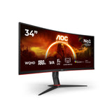 AOC G2 CU34G2XP computerskærm 86,4 cm (34") 3440 x 1440 pixel UltraWide Quad HD LED Sort, Rød