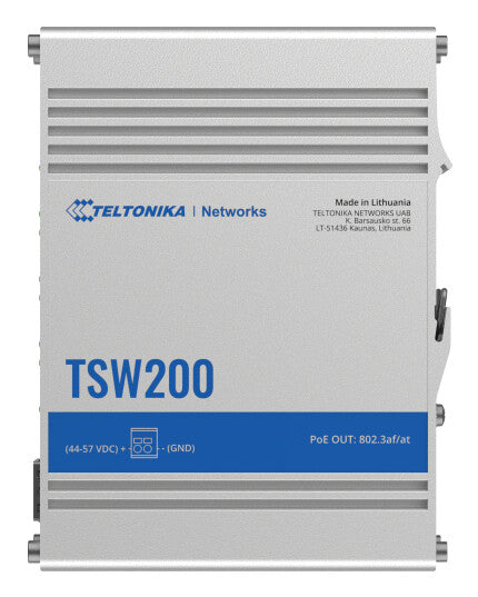 Teltonika TSW200 netværksswitch Ikke administreret Gigabit Ethernet (10/100/1000) Strøm over Ethernet (PoE) Aluminium