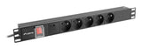 Lanberg PDU-05E-0200-BK strømforsyningsenhed (PDU) 5 AC stikkontakt(er) 1U Sort