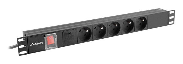 Lanberg PDU-05E-0200-BK strømforsyningsenhed (PDU) 5 AC stikkontakt(er) 1U Sort