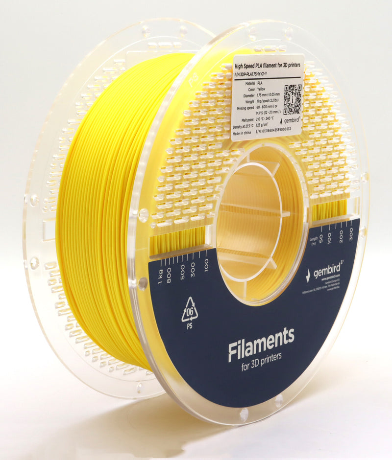 Gembird 3DP-PLA1.75HY-01-Y 3D print materiale Polymælkesyre (PLA) Gul 1 kg