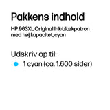 HP 963XL Original Ink-blækpatron med høj kapacitet, cyan