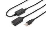 Digitus DA-73102 USB-kabel USB 2.0 20 m USB A 0,48 Gbit/sek. Sort