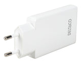 Deltaco USB-C wall charger 67 W, 2x USB-C PD, slim, tot 67 W, white