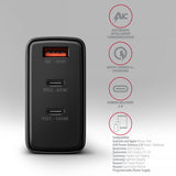 Axagon ACU-DPQ100 oplader til mobil enhed Mobil computer, Mobiltelefon, Netbook, Laptop, Smartphone, SmartWatch, Tablet, Universel Sort Vekselstrøm Hurtig opladning Indendørs