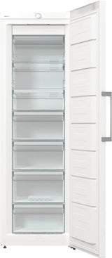 Gorenje Fritstående fryseskab med stor kapacitet til daglig opbevaring. Multiflow 360° sikrer jævn køling, mens NoFrost eliminerer behovet for afrimning. Fast Freeze nedfryser hurtigt nyindsatte madvarer og hjælper med at bevare kvaliteten.