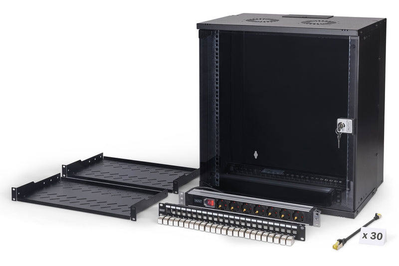 Digitus DN-49207-SET stativ 12U Vægmonteret stativ Sort