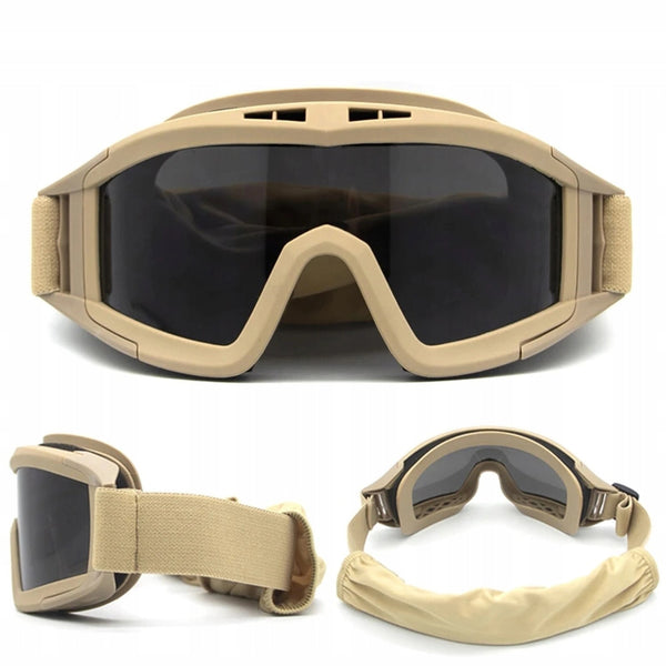 Extralink MILITARY Akiniai TAKTYCZNE GOGLE WOJSKOWE OCHRONNE ASG STRZELECKIE AIRSOFT MIL-678 Sikkerhedsbriller Polykarbonat (PC), Gummi Oliven