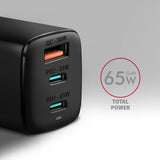 Axagon ACU-DPQ65 oplader til mobil enhed Mobiltelefon, Netbook, Laptop, Smartphone, SmartWatch, Tablet, Universel Sort Vekselstrøm Hurtig opladning Indendørs