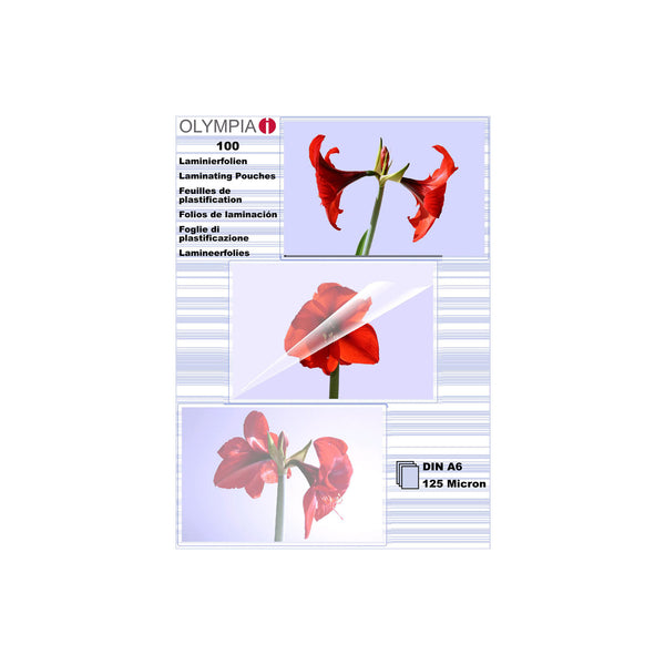 Olympia 1x100 DIN A6 125 micron plastlomme 100 stk