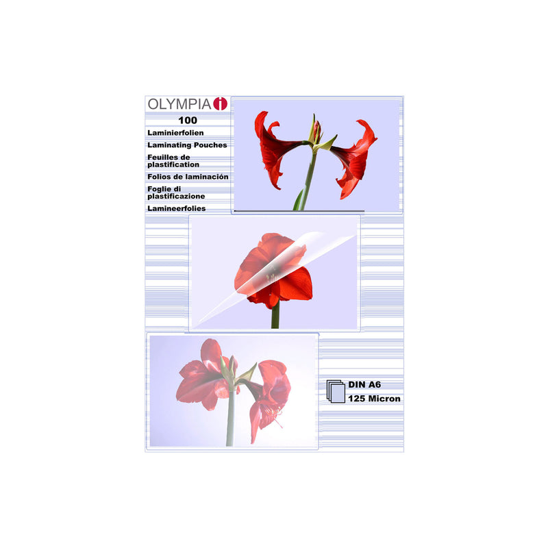 Olympia 1x100 DIN A6 125 micron plastlomme 100 stk